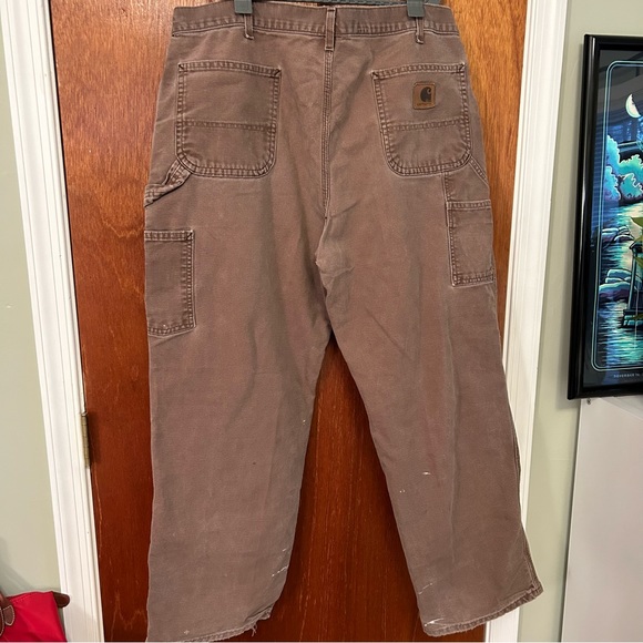 Carharrt Size 40x30 Carpenter Canvas Work Brown Pants - Picture 4 of 9